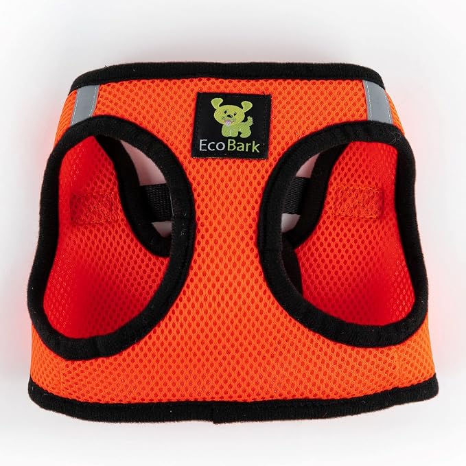 EcoBark Step in Dog Harness -Luxury Soft Dog Harnesses for Dogs Under 26 lbs - Reflective Chest Body Halter Vest (Orange)