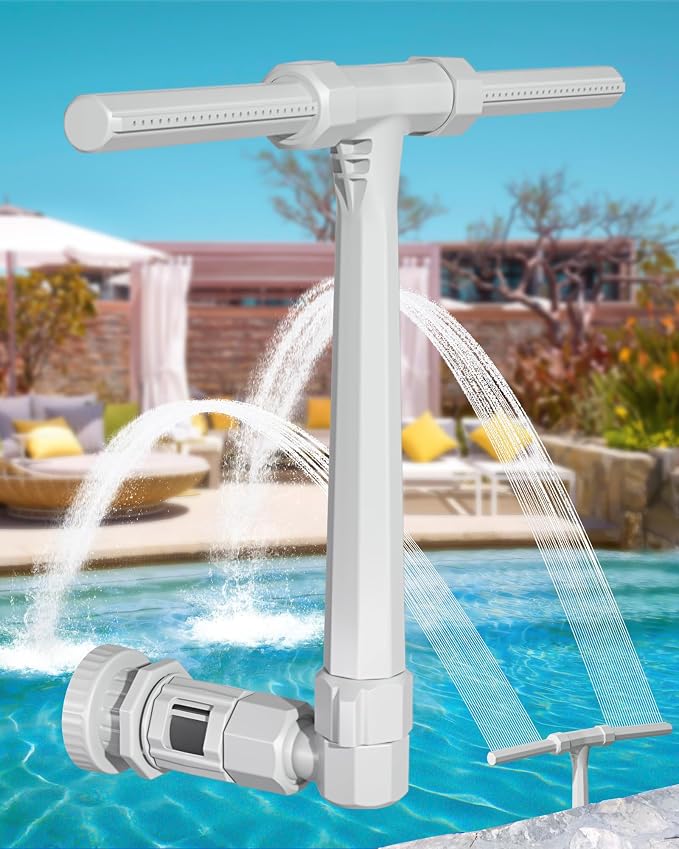 2026 Upgrade Higher Pool Fountain with Lights for Above Ground/Inground Pools, 360° Adjustable Water Sprinkler Dual High-Pressure Spray, Remote-Controlled, Waterfall Cooler (Gray)