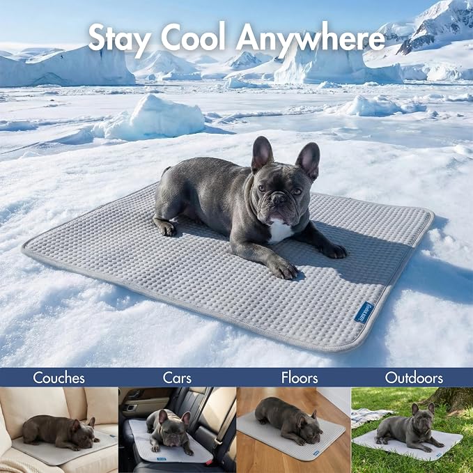 Spark Paws Cooling Mat for Dogs - Self Cooling Dog Mat & Pet Cooling Pad for Large, Medium & Small Dogs - Non-Toxic, Non-Gel Washable Cooling Bed - Waffle Grey - Size XXL