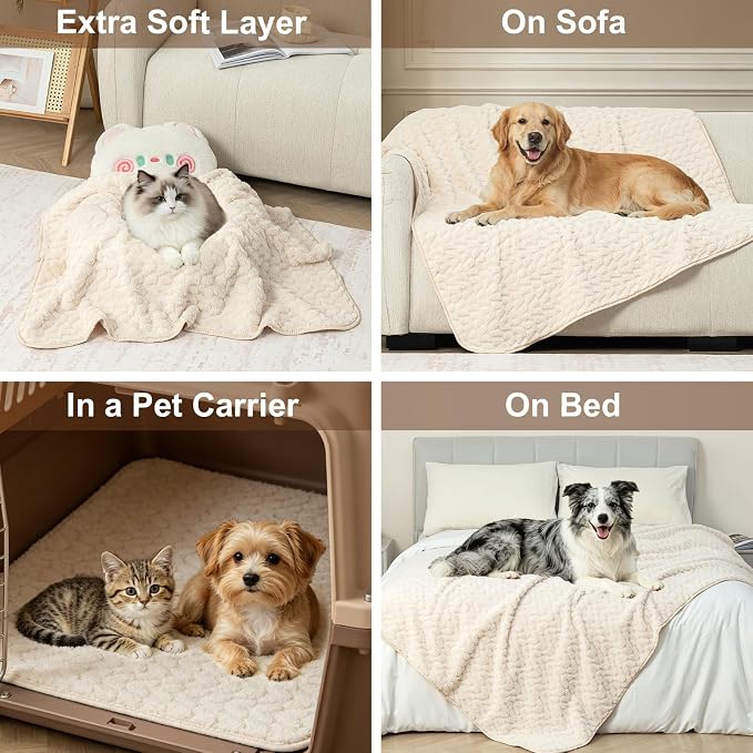 Waterproof Dog Blanket Reversible, Leakproof Pet Blanket for Large Dogs, Soft Furniture Sofa Couch Cover Protector Washable, Fleece Cat Throw Bed, Reversible Washable Soft Plush