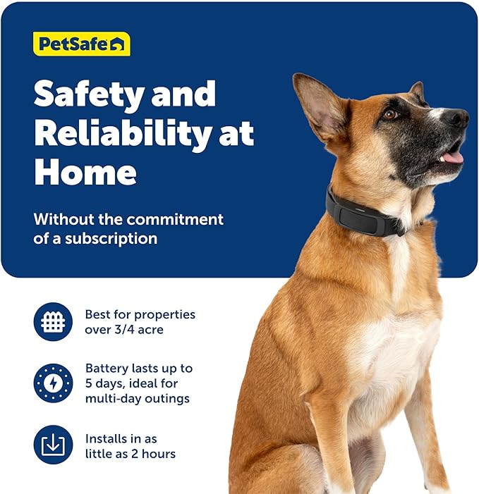 PetSafe Guardian GPS Dog Fence No Subscription Create Your Own Wireless Dog Fence Single-Yard Fence for Yards 3/4 Acres or Larger World's Safest GPS Dog Fence Tech New, Redesigned Collar