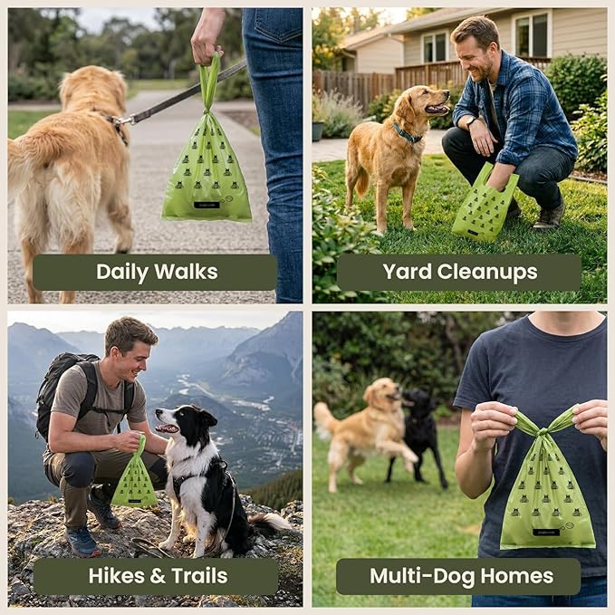 Pogi's 300 Unscented Dog Poop Bags with Handles - Earth-Friendly, Leak-Proof, Ultra Thick, 4+ Month Supply
