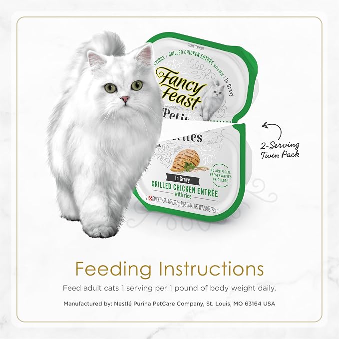 Fancy Feast Purina Gourmet Wet Cat Food Variety Package,Petites Gravy Collection,Break-Apart tubs,96 Servings - 2.8 oz. Tubs,(Pack of 48)