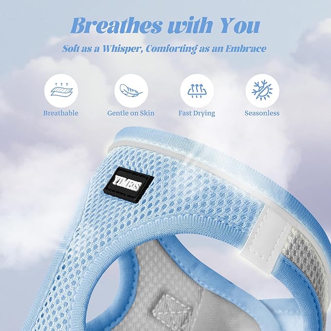 YIMEIS Dog Harness and Leash Set, No Pull Soft Mesh Pet Harness, Reflective Adjustable Puppy Vest for Small Medium Large Dogs, Cats (Greyblue, X-Small (Pack of 1)