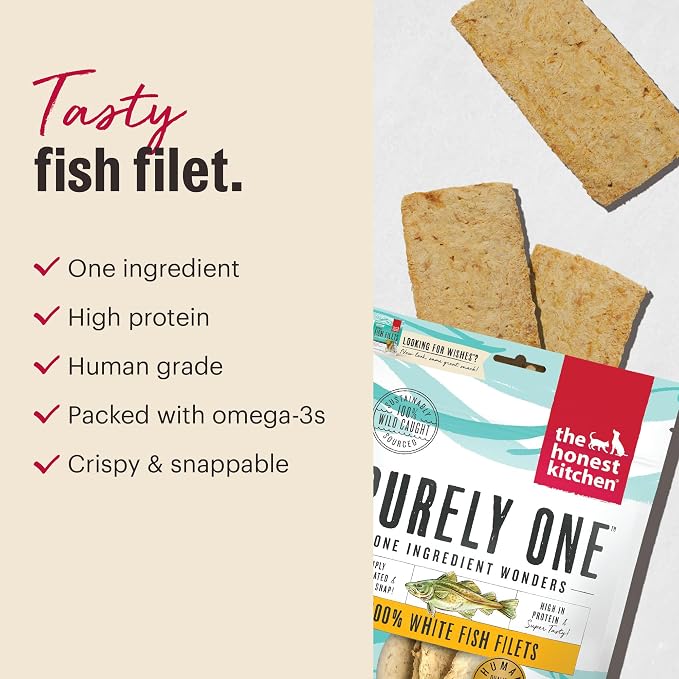 The Honest Kitchen 100% White Fish Filets Dog Treats, 3 oz (Wishes)