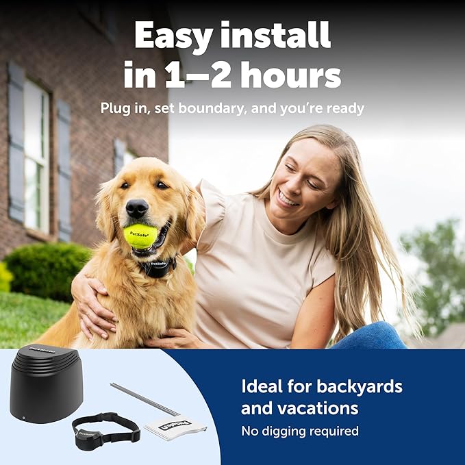 PetSafe Stay & Play Compact Wireless Pet Fence, No Wire Circular Boundary, Secure up to 3/4 Acre, No-Dig and Portable, for Dogs 5lbs and up, from Parent Company Invisible Fence Brand