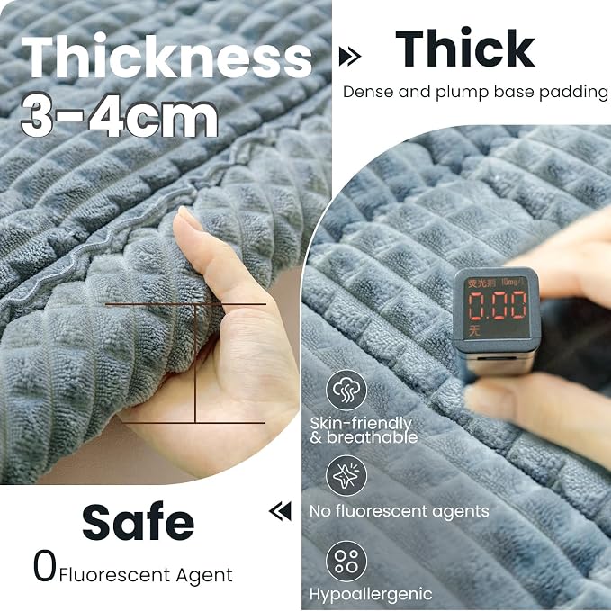 Couch Cover for Dogs Washable, Non-Slip Pet Couch Covers for Sofa, Fuzzy Dog Couch Cover Blanket, Thick, Soft, Plush Couch Cushion Covers for Sofa Protector (Blue Gray, 27.6" x 27.6"/70 x 70cm)