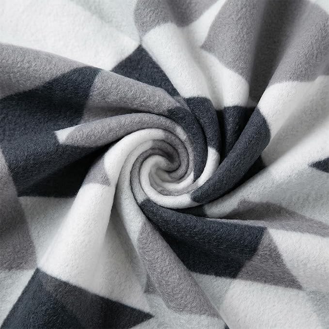 CAI TENG Triangle Fleece Throw Blankets Bulk 6 Pack Lightweight Warm Soft Cozy Kids Blanket 50 x 60 in Pet-Friendly Thin Small Blanket for Home, Bed, Sofa, Office, Gifts, Outdoor Grey Black