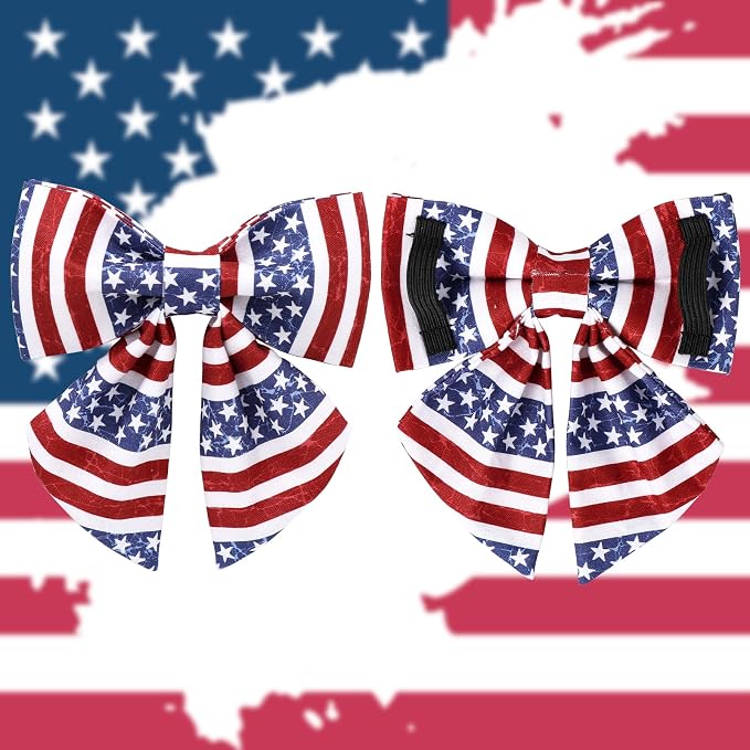 Patriotic Dog Collar with Bow Tie, 4th of July Bowtie Dog Collar, American Flag Collar for Puppy Boy Girl Dog or Cat, Comfortable Summer Bowtie Collar with Metal Buckle, XS