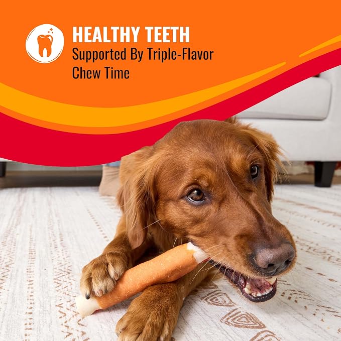 Good ‘n’ Fun Triple Flavor Ribs Chews for All Dogs, Treat Your Dog to Long-Lasting Chews Made with Beef Hide, Chicken and Pork Hide, 12 oz