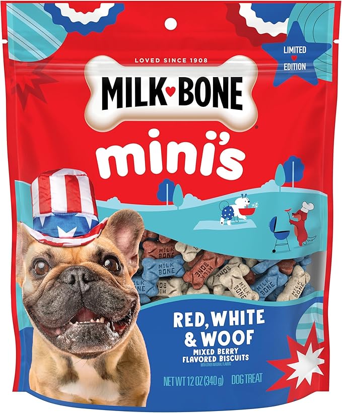 Milk-Bone Mini’s Red, White & Woof Mixed Berry Flavor, Mini Dog Treats, 12 Oz. Bag