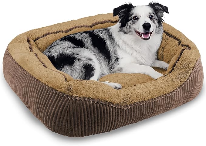 Dog Beds for Small Medium Large Dogs & Cats. Washable Pet Bed, Orthopedic Dog Sofa Bed, Soft Calming Sleeping Warming Puppy Bed (Brown, Large-(30’’x 24’’x 9’’))