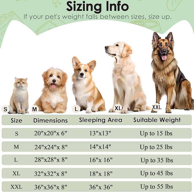 Extra Large Dog Beds, 36 Inch Human Dog Anxiety Relief Comfort Bed, Indestructible & Chew Proof Pet Beds (Green)