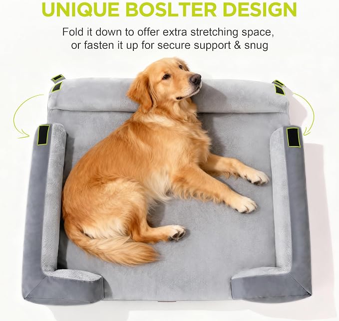 Orthopedic Dog Bed for Medium Large Size Dogs,Washable Removable Bolster with Memory Foam Pet Couch Sofa Cover,30 x 20