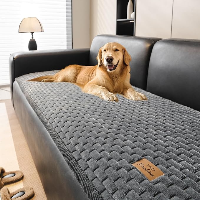 Couch Covers for Dogs Washable, 27.6"x82.7" Velvet Dog Couch Cover Protector, Fuzzy Plush Pet Sofa Cover for 3 Cushion Couch, Sofa Covers for Pets(1PC,Dark Grey,3 Seater Sofa Pad Cover)