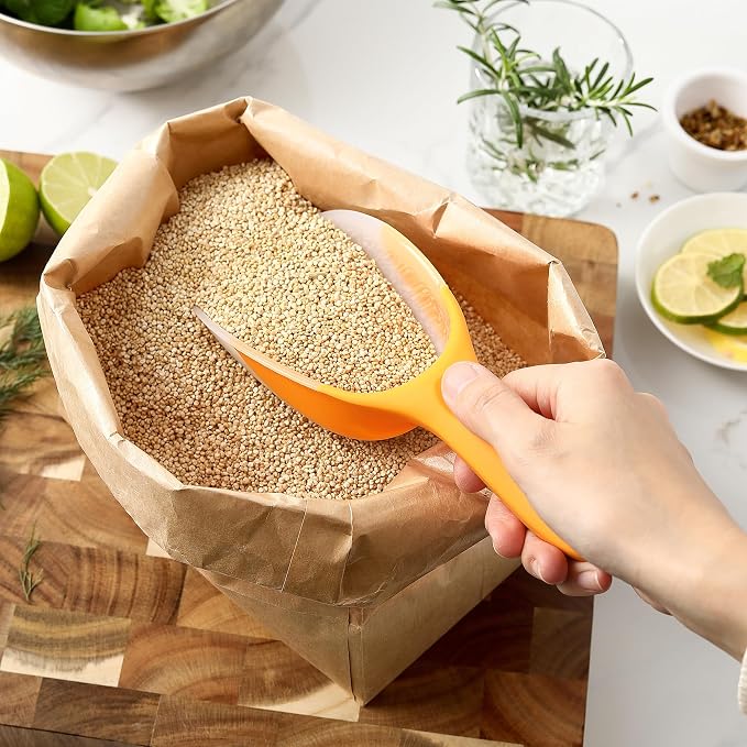 Spring Chef Magnetic Ice Scoop for Ice Machine - BPA-Free Flexi-Plastic Food Scooper with Soft Grip Handle - Kitchen Scoop for Popcorn, Pet Food, Flour, Grains - Dishwasher Safe Scooper - Mango