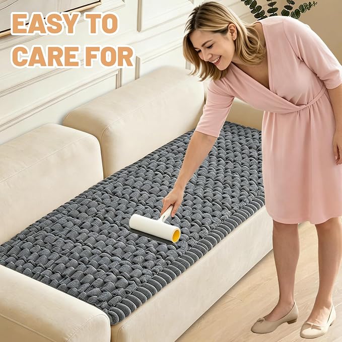 Couch Cover for Dogs Washable,Non Slip Fuzzy Durable Couch Covers for 3 Cushion Sofa Pet Friendly Sofa Cover Dog Thick Soft Slipcovers Protector Couches Mat Bed (Grey, 27.6" x 70.9"/70 x 180cm)