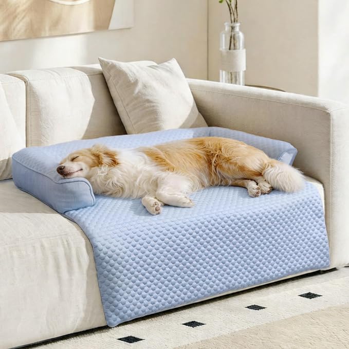 WATANIYA PET Cooling Dog Bed, Washable Cooling Mat for Large Dogs with Removable Cover, Self Cooling Couch Cover for Dog, Non-Slip Dog Couch Bed, 41x37 Inch, Blue