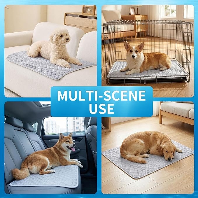 HAOMAIJIA Pet Cooling Mat for Dogs Thick Soft Washable Dog Cooling Mat Indoor Upgrade Waterproof Non-Slip Self Cooling Pad for Dog and Cat (Grey, 19'' x 30'' Medium)