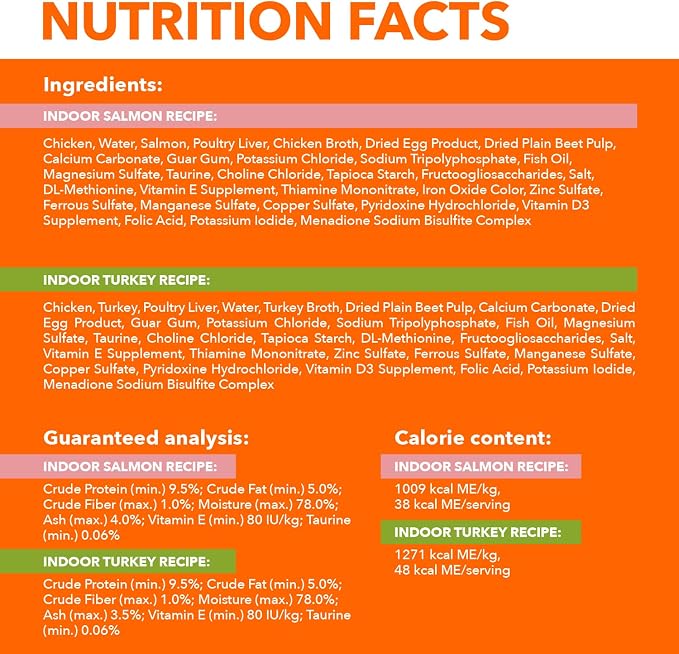 IAMS Perfect Portions Indoor Adult Grain Free Wet Cat Food Pate, Turkey and Salmon Recipe, 2.6 oz. Twin-Pack Trays (12 Count, 24 Servings) (Pack of 4)