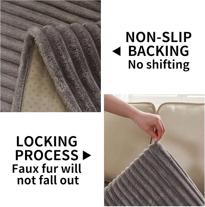 HAOMAIJIA Waterproof Couch Cover for Dogs Washable,Faux Fur Pet Couch Covers for Sofa,Soft Dog Bed Cover Non-Slip Couch Covers for 3 Cushion Couch Sofa Pet Friendly (Grey, 35" x 82")