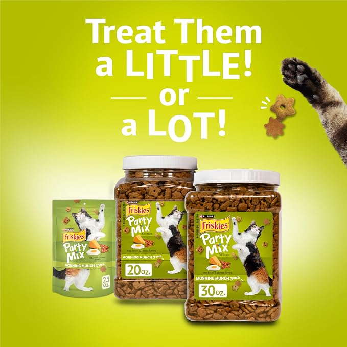 Friskies Purina Party Mix Morning Munch Crunch Egg, Bacon and Cheese Flavors Cat Treats - 20 oz Canister