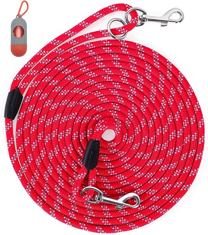 Long Dog Leash for Dog Training 20FT, Heavy Duty Dog Lead for Large Medium Small Dogs Outside Walking, Playing, Camping, or Yard,Red