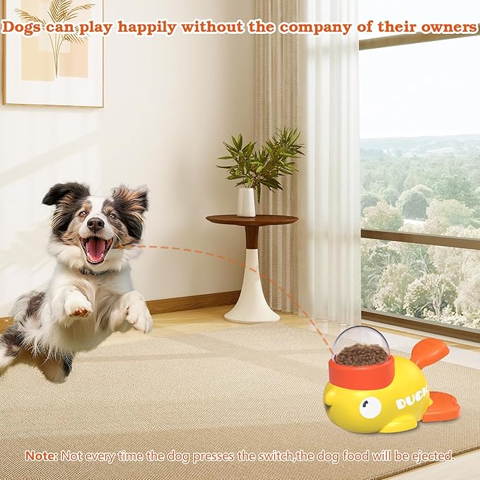 Dog Interactive Treat Dispenser Toy, Food Puzzle Slow Feeder (Yellow)