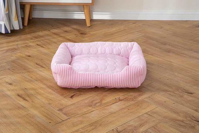 Cooling Dog Bed for Large Medium Small Dogs, Breathable Dog Cooling Mat with Self Cooling Ice Silk Fabric, Washable Summer Pet Bed for Indoor Outdoor,Pink Large