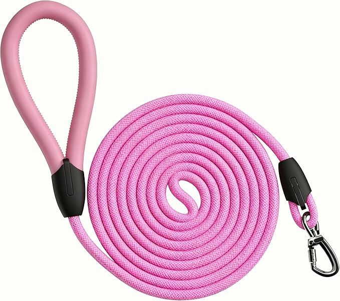 Nylon Dog Leash, 6ft Dog Rope Leashes,Braided Dogs Leashes,Leather Leads,Pet Leash for Small Dogs,Resistant Lead Rope,Puppy Leads,Pet Lead for Small, Medium, Large Dogs(Pink Red, 6 FEET)