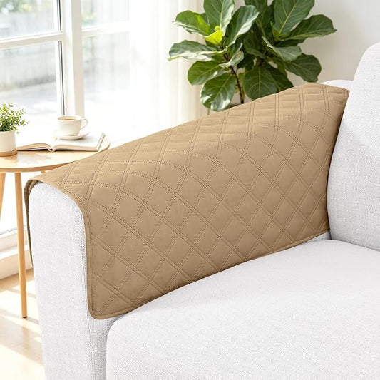 Smiry Waterproof Couch Covers for Dogs Washable, Reversible Pet Couch Covers for 3 Cushion Sofa Pet Friendly, Soft Sofa Furniture Protector for Dogs Cat Kids, Checkered (30"x30", Camel/Beige)