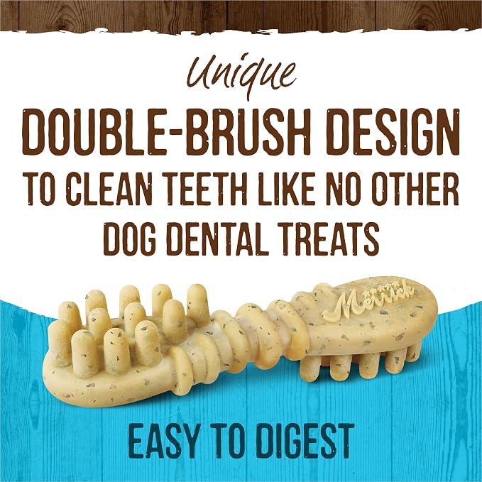 Merrick Fresh Kisses Natural Dental Chews, Toothbrush Shape Treat Infused With Real Mint, For Large Dogs - 16 ct. Box