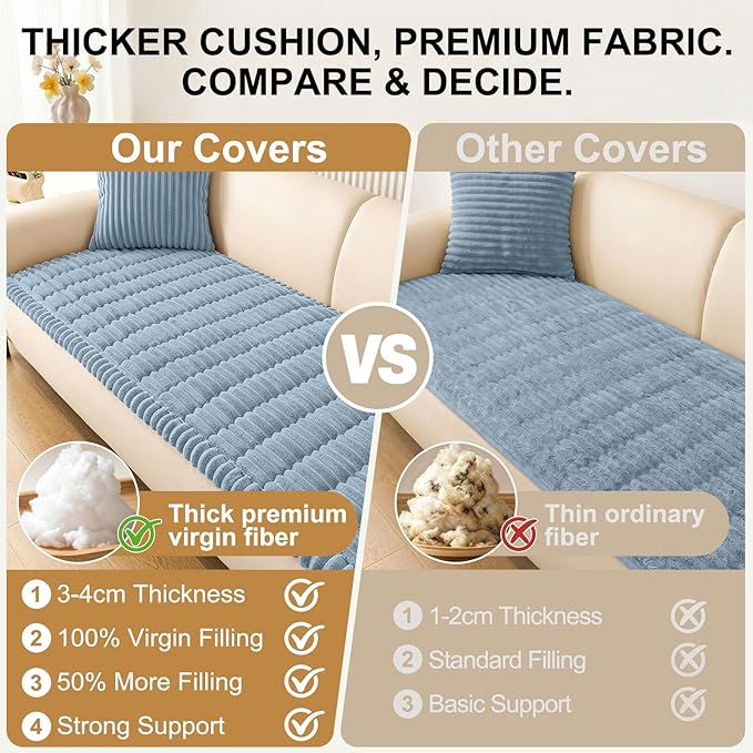 Smiry Couch Cover for Dogs, Non Slip Washable Sofa Protector for Pets, Soft Furniture Cover for Pet, Stylish Sofa Covers, Cozy Protect Against Fur, Dirt & Everyday Messes (Haze Blue, 43" x 63")