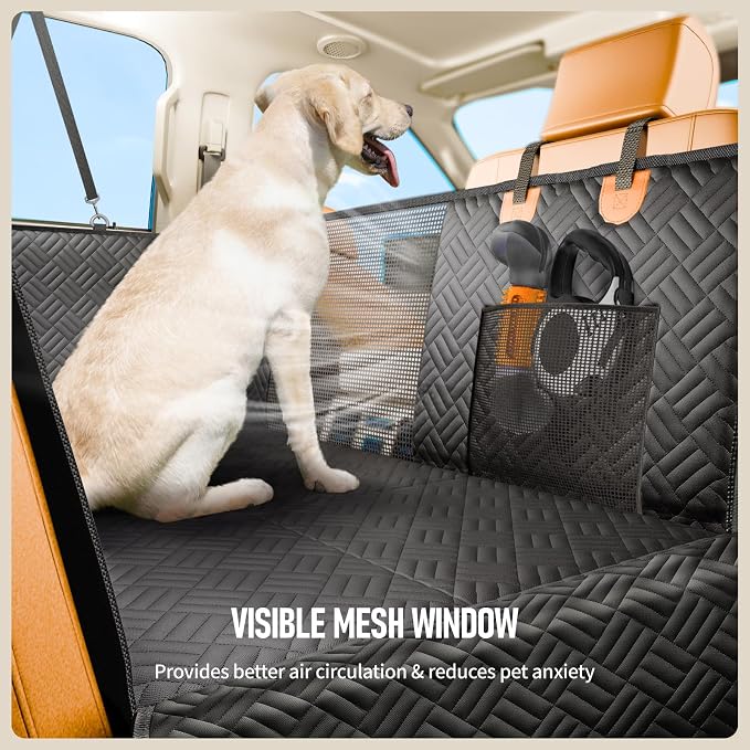 PROZAR Dog Car Seat Cover for Back Seat, Hard Bottom Back Seat Extender, Back Seat Pet Cover for Dogs - Supports 400lbs, Back Seat Pet Cover, Dog Hammock for Full-Size Trucks/SUVs