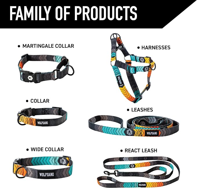 Wolfgang Heavy Duty, Adjustable Dog Collar with Quick Release Nylon Buckle for Walking & Training, ChevTech Print, Large