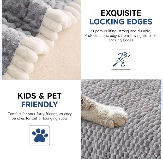 OTOB Couch Cover for Dogs Washable All Seasons Non Slip Fuzzy Pet Couch Covers Sofa Slipcovers Cushion Mat, Plush Soft Cozy Furniture Protector Kids Pet Friendly (Light Gray, 23.6" x 47.2")