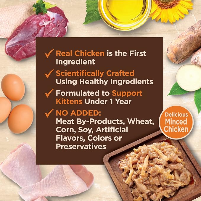 Wellness CORE Tiny Tasters Minced Kitten Wet Cat Food,Natural,Protein-Rich,Grain Free,1.75-Ounce Pouch,(Chicken),(Pack of 24)