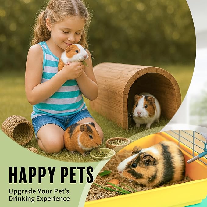 Choco Nose No-Drip Small Animal Water Bottle - Leak-Proof Patented Nozzle Helps Prevent Pet Cage Mess & Wet Bedding - Guinea Pig, Rabbit, Ferret, Hamster - BPA Free, Easy Install, 10.2 fl oz (C128)