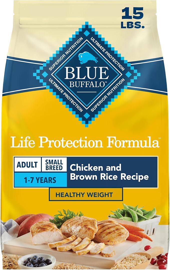 Blue Buffalo Life Protection Formula Healthy Weight Natural Small Breed Dry Dog Food, Supports an Ideal Weight, Made with Natural Ingredients, Chicken & Brown Rice Recipe, 15-lb Bag