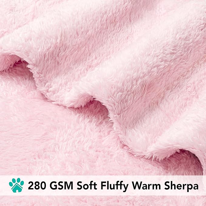 PETAMI Fluffy Fleece CAT and Dog Throw Blanket, Pink, Medium