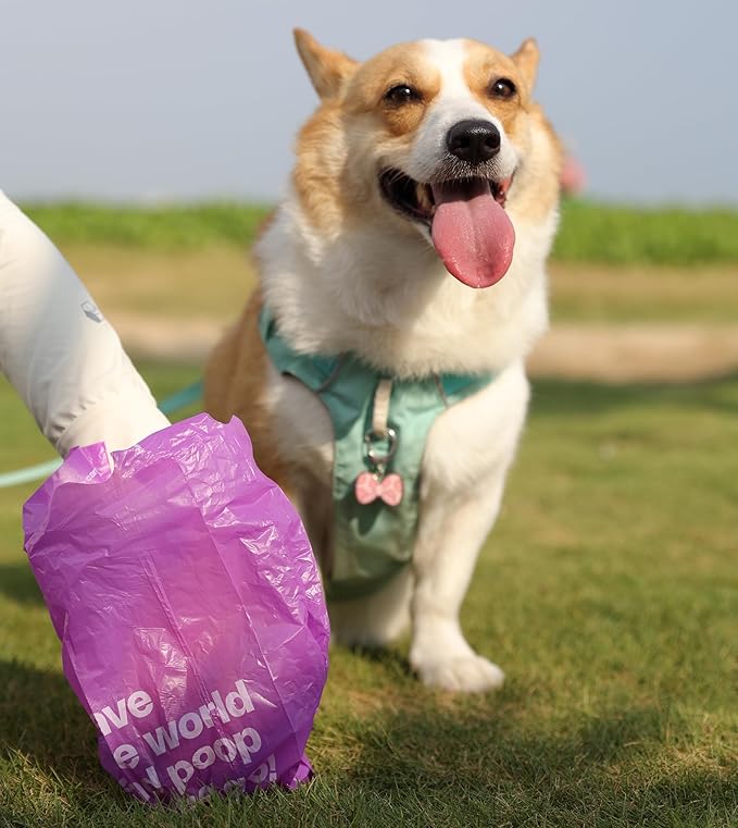 Deo Doo Dog Poop Bags with Handles 60 Rolls 720 Counts Big Sizes Leak Proof and Extra Thick Waste Bags Refill Rolls for Walking Small Medium Large Dogs Cats Litter With 2 Dispensers Lavender Scented