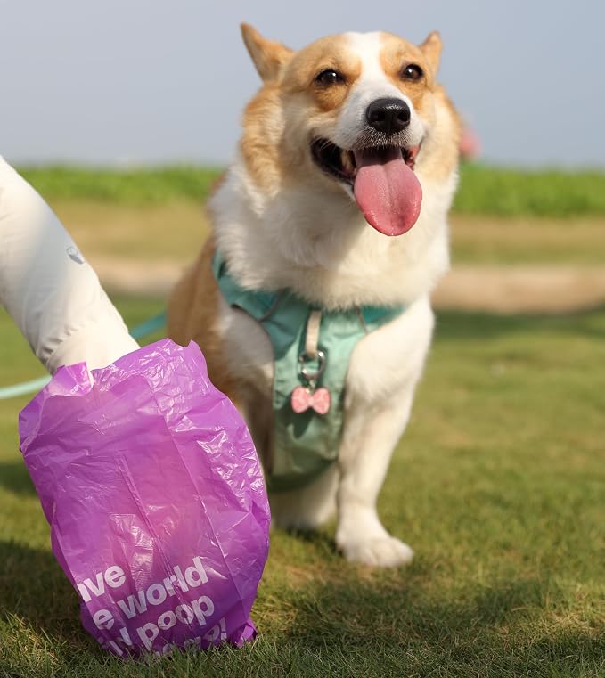 Deo Doo Dog Poop Bags with Handles 30 Rolls 360 Counts Big Sizes Leak Proof and Extra Thick Waste Bags Refill Rolls for Walking Small Medium Large Dogs Cats Litter Lavender Scented