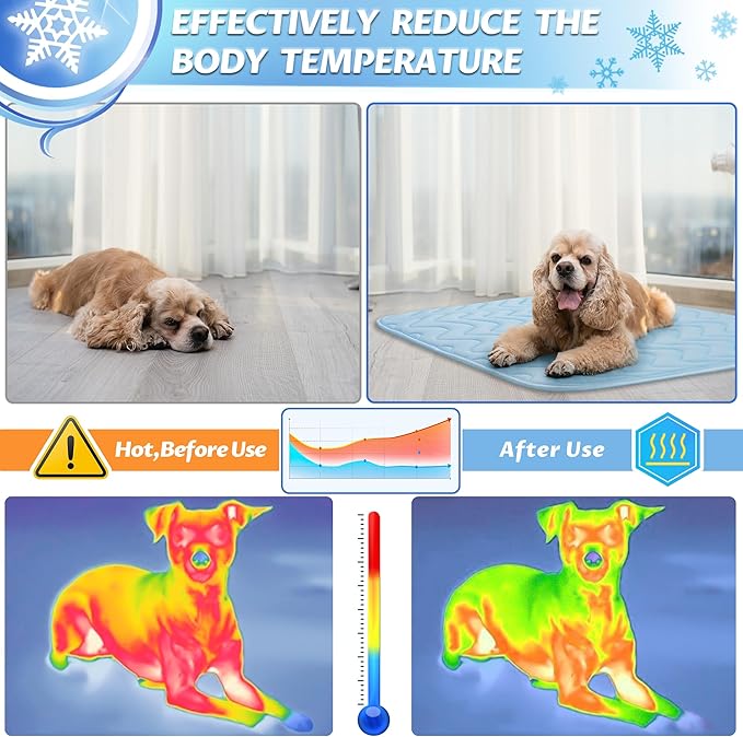 Cooling Mat for Dogs Extra Large, 59"x40" Breathable Cold Crate Pad for Pet with Non-Slip Bottom, Washable Waterproof Cool Fiber Pet Cooling Pad for Dog Bed Indoor/Outdoor Summ