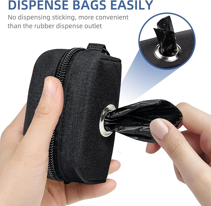 Dog Poop Bag Holder for Leash Black Waste Bag Dispenser with 1 Roll of Poop Bags for Leash Accessory Bicycle