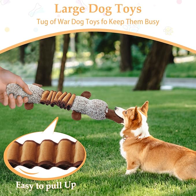 Squeaky Dog Toys, Stuffed Large Dog Toys to Keep Them Busy, Interactive Plush Chew Toys with Crinkle Paper, Tough Pet Animal Toys for Small Medium Large (2pack)