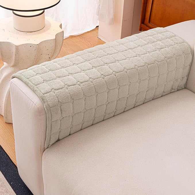 Velvet Couch Cover, Plush Sectional Sofa Cover Washable, Anti Slip Sofa Slipcover for Armrest & Backrest, Furniture Protector Covers for Pets & Kids(1PC,Sage Green,36"×36")