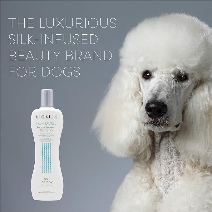 BioSilk for Dogs Puppy Tearless Shampoo Gentle Dog Wash Silk Proteins Paraben Sulfate Free Formula Cleans Conditions Coats Puppies and Dogs Made in USA 12 FL OZ 6 Pack Cruelty Free Made in USA