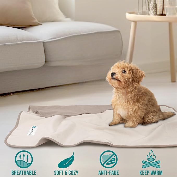 PetAmi Waterproof Dog Blanket for Couch, Pee Proof Reversible Cat Blanket for Sofa Bed Furniture Protector, Soft Fleece Washable Pet Throw for Dogs Cats Puppies Kittens, 40x60 Taupe Beige