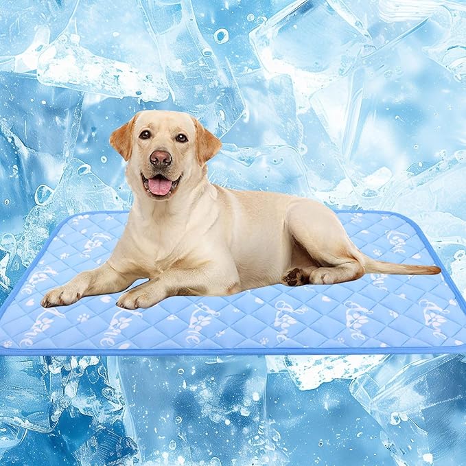 MH MYLUNE HOME Dog Cooling Mat 48x28 Inch - Double-Sided Cooling & Warm, Cool-Chill Cool Fiber, Endothermic Color Changing Pet Pad for Large Dogs, Foldable & Washable Summer Blanket
