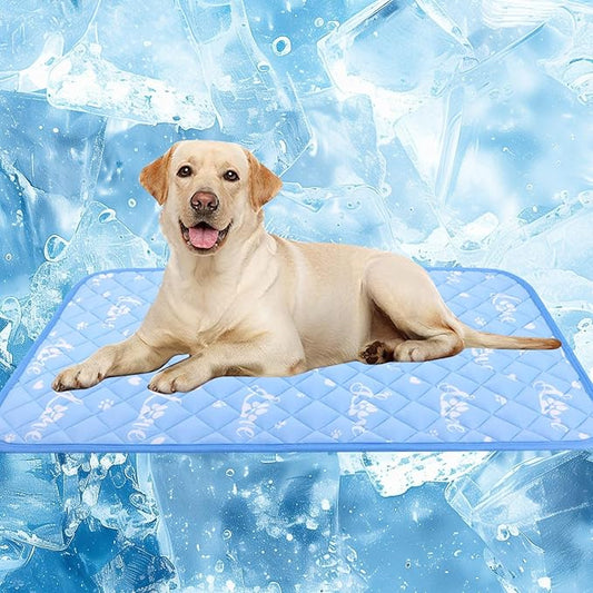 MH MYLUNE HOME Dog Cooling Mat 48x28 Inch - Double-Sided Cooling & Warm, Cool-Chill Cool Fiber, Endothermic Color Changing Pet Pad for Large Dogs, Foldable & Washable Summer Blanket